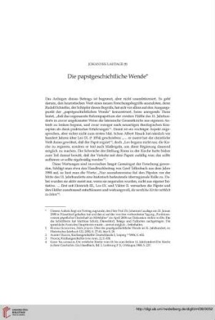 Die papstgeschichtliche Wende