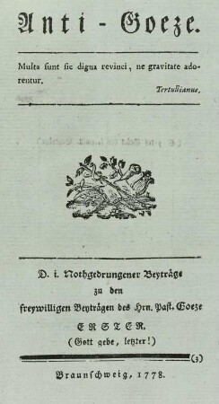 Anti-Goeze, Titelblatt