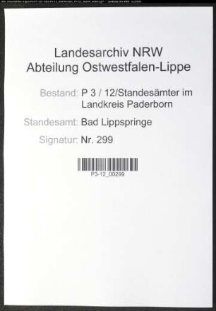 Sterberegister Standesamt Bad Lippspringe