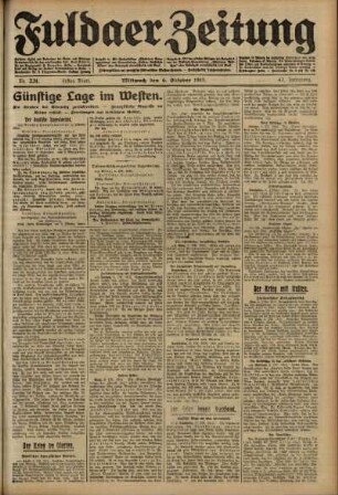 Erste Ausgabe vom Mittwoch, den 06. Oktober 1915.