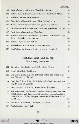 Mobiliar, antik und im Stil (Nr. 271-304)