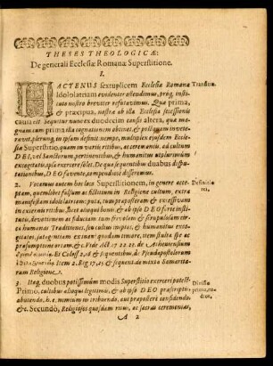 Theses Theologicae: De generali Ecclesiae Romanae Superstitione.