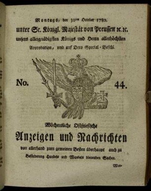 No. 44. Montags, den 30ten October 1780.
