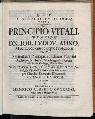 3: Paradoxa Physiologica Nov-Antiqva De Principio Vitali