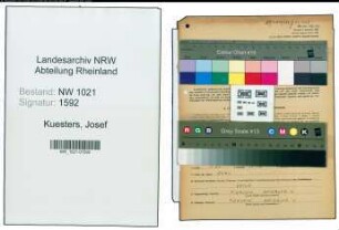Entnazifizierung Josef Kuesters , geb. 07.10.1904 (Reiseinspektor)