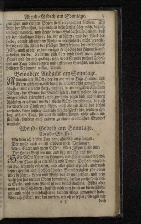 Abend-Gebeth am Sonntage.