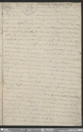 Eigenh. Brief von August Wilhelm von Schlegel an Friedrich von Gentz, Stralsund, 1813