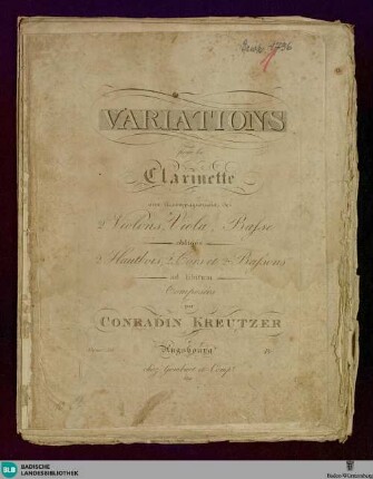 Variations pour la clarinette : avec accompagnement de 2 violons, viola, basse obligés 2 hautbois, 2 cors et 2 bassons ad libitum