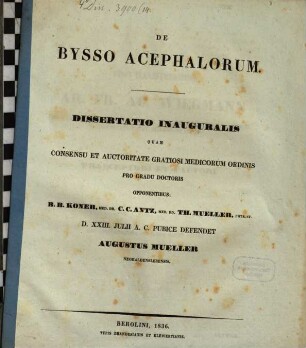 De bysso acephalorum : dissertatio inauguralis