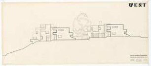 Reihenhaus/Doppelhaus, Delbrückstraße, Berlin-Grunewald: Ansicht West 1:50