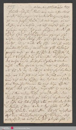 Geliebte Schwester! Kaum war mein letzter Brief an Dich abgegangen, als ich ... , 10.08.1827. - Benediktinerabtei St. Bonifaz in München und Andechs