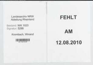 Entnazifizierung Winand Krombach , geb. 00.00.0000 ()
