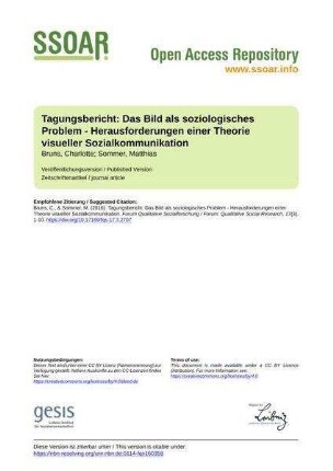 Tagungsbericht: Das Bild als soziologisches Problem - Herausforderungen einer Theorie visueller Sozialkommunikation