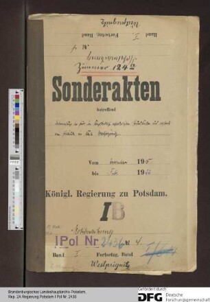 Überweisung der für den Kriegsbedarf erforderlichen Grundstücke und Gebäude im Kreise Westprignitz