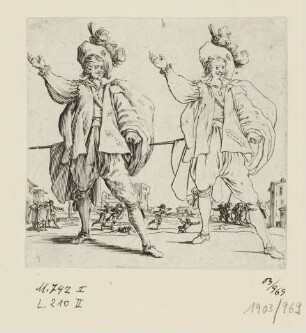 Mann mit Degen und großem Mantel von vorn, Blatt 13 der Folge "Varie Figure"