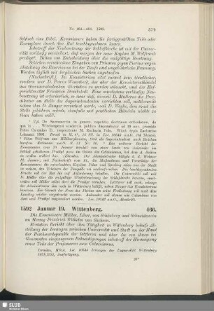 466. 1592, Januar 19. Wittenberg