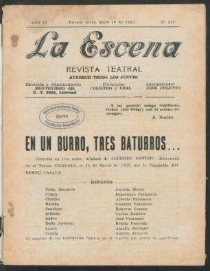 En un burro, tres baturros... : comedia en tres actos, original