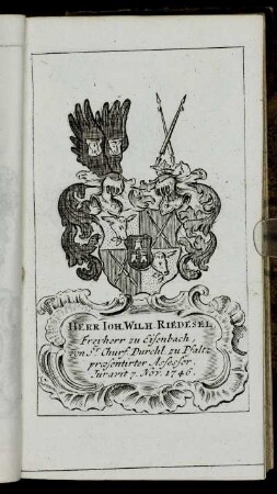 Herr Ioh Wilh. Riedesel[...] - Herr Iohann Philipp Frantz v. Fleckenbuhl genant Burgel[...]