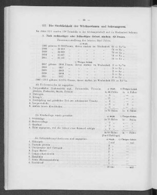 III. Die Sterblichkeit der Wöchnerinnen und Schwangeren.