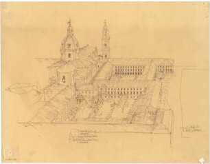 Gsaenger, Gustav; München, Theatinerstr.; Bayerisches Kultusministerium, Erweiterung - Umarbeitung Erweiterungsbau (Vogelperspektive)