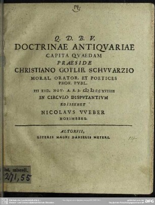 Doctrinae Antiquariae Capita Quaedam