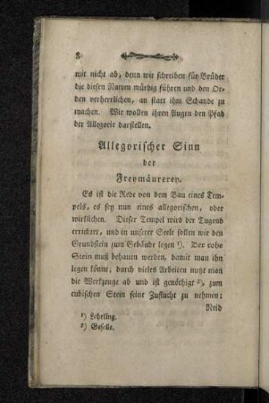 Allegorischer Sinn der Freymäurerey.