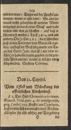Das 12. Capitel. Vom Effect und Würckung der offentlichen Kirchenbuß.