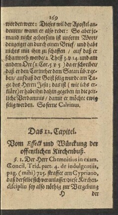 Das 12. Capitel. Vom Effect und Würckung der offentlichen Kirchenbuß.