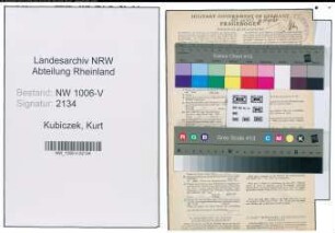 Entnazifizierung Kurt Kubiczek , geb. 11.04.1913 (Bankbeamter)