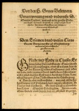 Verantwortung unnd underricht D. Martini Lutheri ...