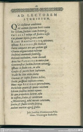 Ad Lectorem Studiosum