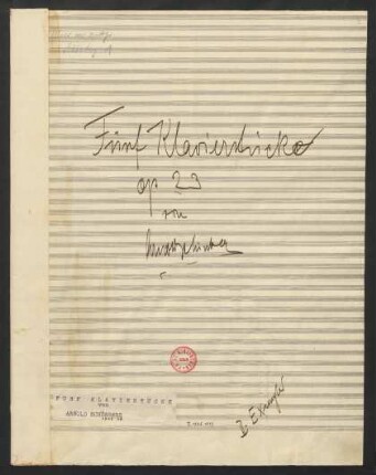5 Klavierstücke; pf; op. 23