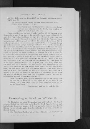 Versammlung zu Lübeck. - 1426 Jan. 21.