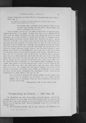 Versammlung zu Lübeck. - 1426 Jan. 21.
