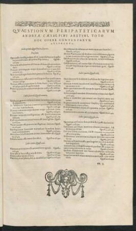 Quaestionum Peripateticarum Andreae Caesalpini Aretini, Toto Hoc Opere Contentarum. Argumenta.