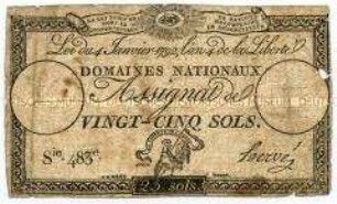 Frankreich, Assignat 25 Sols.