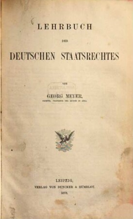 Lehrbuch des deutschen Staatsrechtes