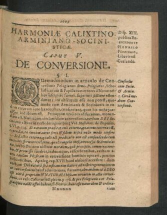 Caput V. De Conversione.