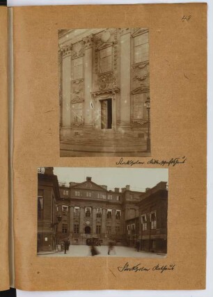 Riddarhuset, Stockholm. Rathaus, Stockholm: Ansichten (aus: Skizzen- und Fotoalbum 27)