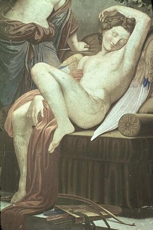 Psyche betrachtet den schlafenden Amor