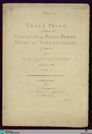 1: Trois trios pour le clavecin ou piano forte, flute & violoncelle : Oeuvre VII