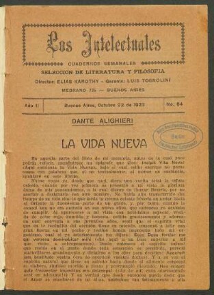 1923008400: La vida nueva