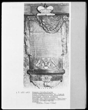 Epitaph für Franz Ludwig Prinz zu Oettingen-Wallerstein (1795-1818)