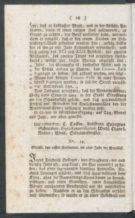 No. 19. Straßb. den ersten Reifmonat, im 2ten Jahr der Republik