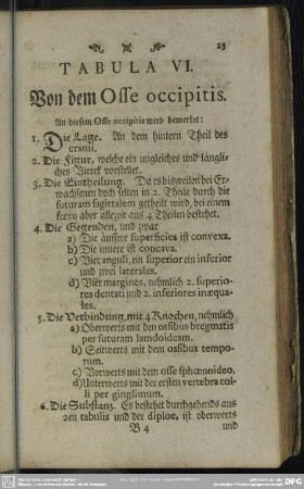 Tabula VI. Von dem Osse occipitis