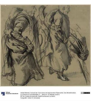General der Kürassiere mit rutschendem Pelzmantel. Zwei Modellstudien zu Lentulus im unvollendeten Gemälde Ansprache Friedrichs II. an seine Generäle vor der Schlacht bei Leuthen