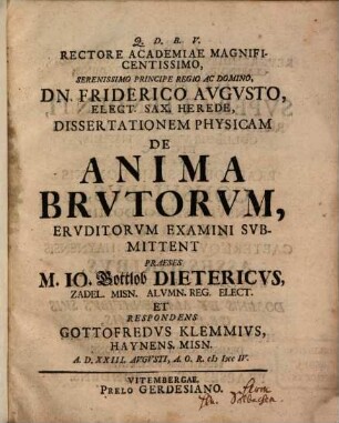 Diss. phys. de anima brutorum