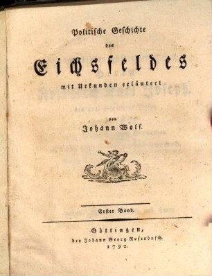 Politische Geschichte des Eichsfeldes : mit Urkunden erläutert, 1