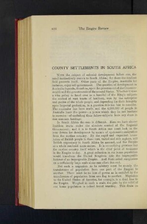County Settlements in South Africa.