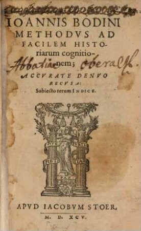 Ioannis Bodini Methodvs Ad Facilem Historiarum cognitionem : Subiecto rerum Indice